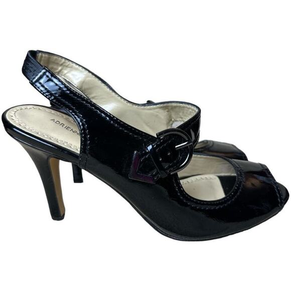 Adrienne Vittadini Black Heels Peep Toe Patent Leather Women's Size 10M NWOB - Picture 4 of 8